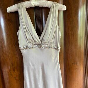 Silver vintage long silk dress